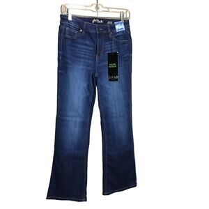 Girlish Mid Rise Bootcut Jeans Dark Wash Denim Comfort Stretch Size 7/28